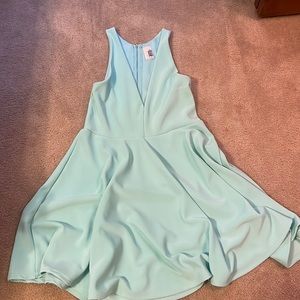 Womens aqua deep v neck dress